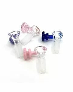 ALEAF GLASS BOWL SPIRAL - 14MM IN SIZE - MALE WITH SCREEN - ASSORTED COLORS - PRICE PER PIECE