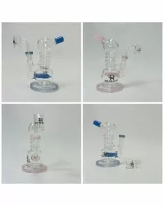 Helios Glass Waterpipe 6" Inch - Ball Telescope With Inline and Banger Perc - Assorted Colors