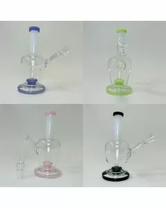 Bell Base Waterpipe with Color Rim and Showerhead Perc - 7 Inch - WPTG43