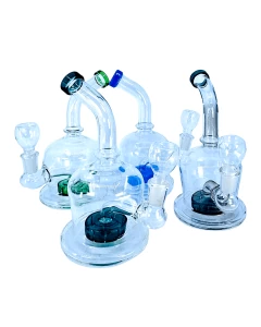 Bent Neck Clear Waterpipe With Showerhead Perc - 6.5 Inch - Wpag75