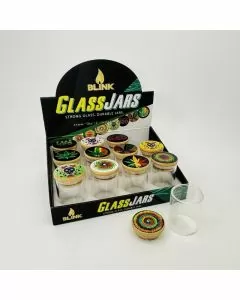 Blink - Glass Jars Bamboo Lid Small Size - 4 Grams - 53mm - 12 Per Display - Assorted Design