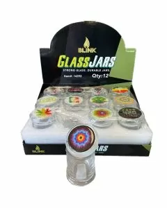BLINK - AIR TIGHT GLASS JAR 4G - ASSORTED DESIGNS - DISPLAY OF 12