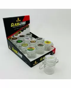 Blink Glass Jars With Latch Top Size - 3.5 grams -  62mm - 12 Per Display - Assorted Design