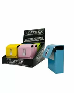 Cigarette Case - Stylish Leather Magnetic Clip - 8count per display - Assorted Colors