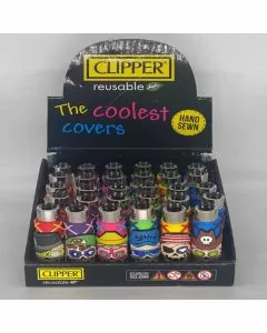 Clipper - Lighter Pop Skulls With Hand Sewn Cover - 30 Lighter Per Display