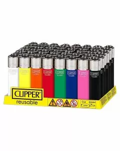 Clipper Lighter - Reusable - 48 Pieces Per Display - Metallic Fluid - Assorted Colors