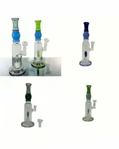 Colored Mouthpiece Waterpipe With Donut And Shower Head - 12 Inch - WPTG17