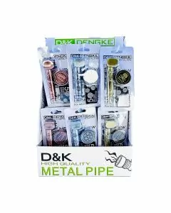 D and K Dengke - 3 Inch Metal Pipe - With Grinder and Screen - Mix Etched Design - 24 Counts Per Display - DK8818H