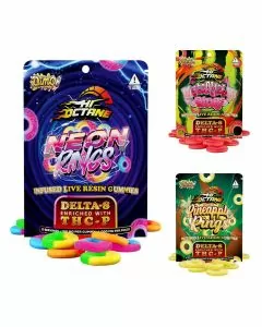 Dimo Hi Octane Live Resin Delta 8+Thc-P Gummy Rings - 1000mg - 10 Counts Per Pack