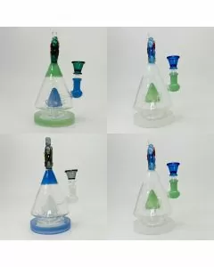 Double Pyramid Waterpipe With Donut Art Perc-8 Inches - (RH-177) 