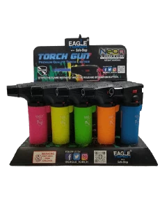 Eagle Torch Lighter - 4 Inch Soft Touch Torch - Neon Edition - #PT101N -  Display Of 15