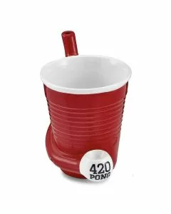 Fashioncraft Ceramic Red Beer Pong Mug Pipe - 88192