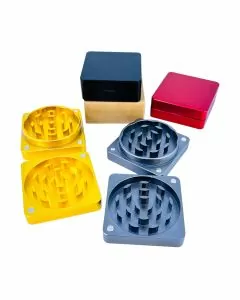 Flat Metal Square Grinder - 60mm - 2 Parts - Assorted Colors - Price Per Piece
