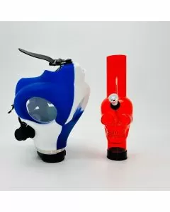 Gas Mask Silicone Character With Waterpipe - Assorted Colors and Designs
