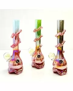 Glass Waterpipe 12 Inch - Ray-K-91 - Assorted Colors - Price Per Piece - WPRT46