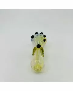 Handpipe Fumed With Leaves and Slime Head - 4 Inches
