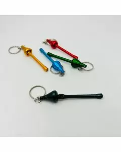  Metal  Handpipe - With Mushroom Keychain  - 4 Inches - 12 Counts Per Pack - Asst Colors - MT 9038