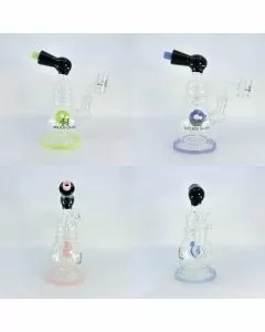 Helios - 7 Inch Glass Waterpipe - With Donut Showerhead Perc and Banger