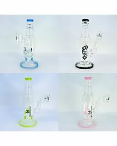 Helios - 8 Inch Glass Waterpipe - Straight With Inline Perc - WPTG155