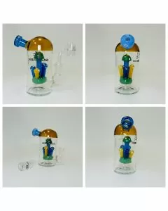 Helios Glass - Waterpipe 5 Inches - Mini Microscope With Mushrooms Showerhead Perc and Banger 