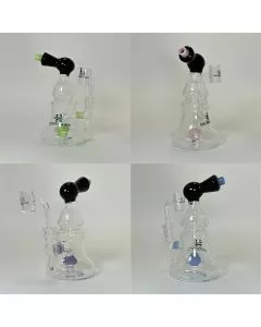 Helios Glass 7 Inch Waterpipe - Bell With Ball Showerhead Perc and Banger - WPTG125