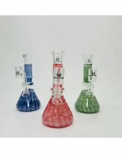 Helios Glass - 7 Inches Waterpipe - Beaker Raked Glass - Assorted Colors - (WPAA 018)