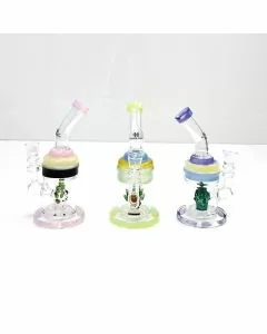 Helios Glass Waterpipe 7" Inch - Bent Neck With Ricky Showerhead Perc 