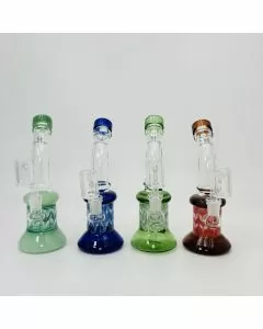 Helios Glass - 8 Inches Waterpipe - Raked Vase With Bent Neck - Assorted Colors