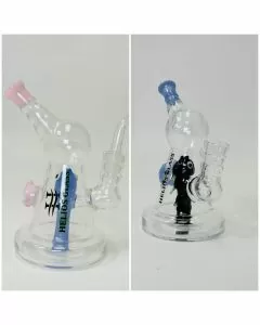 Helios Glass Mini Waterpipe 6" Inch - With Showerhead Flower Perc and Banger