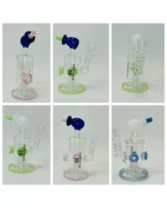 Helios Glass Waterpipe - 7" Inch - Straight With Flower and Donut Showerhead Perc