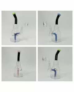 Helios Glass Waterpipe - 8" inch Bent Neck With inline and Banger Perc - Assorted Colors