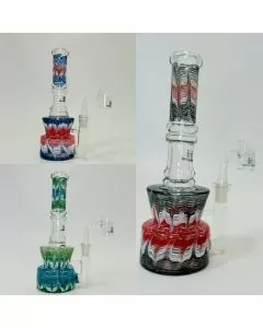 Helios Glass - Waterpipe 8 Inches- Raked With Banger