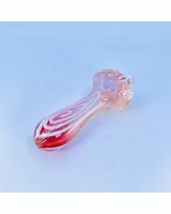 HPMS104 - 4.5 Inch Handpipe - Pink Fumed Spoon with White Lines