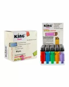 KING LIGHTER CLASSIC DISPOSABLE BUTANE LIGHTER - 50 COUNT DISPLAY - ASSORTED COLOR