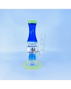 Waterpipe 7" Inches- Colored Neck With Hive Showerhead Perc-WPTG105-Blue Green