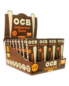 Ocb Virgin Unbleached Cones Box of - 32 Count - 3 Packs King Size