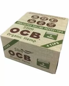 Ocb Organic Hemp Papers W-tips Slim Size - 24 Pack Per Box