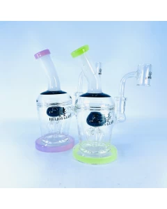 Helios Glass Waterpipe 7"  With Bell JellyFish  Perc and Banger (WPSKM 211)