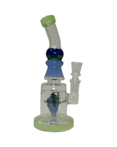 Waterpipe - 7.5" Inch - Helios Glass - Bent Neck With Rick Perc -Green