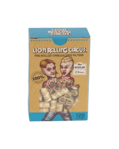 LION ROLLING CIRCUS PRE-ROLLED UNBLEACHED FILTERS 6mm Regular Size - 12 in Box