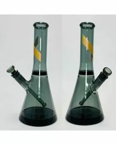 Marley Natural Waterpipe - 12-inchs - Smoked Glass With Gold Stripe Decal