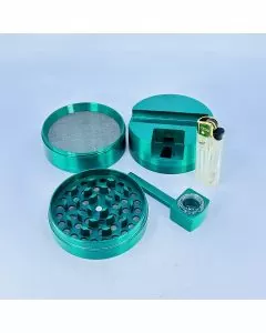 Metal Grinder Combo - 75mm - 5 Parts With Lighter and Handpipe 