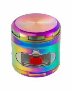 Round Edge Rainbow Metal Manual Grinder With magnetic Drawer - 63mm - 4 Part