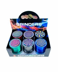 Metal Kaleidoscope Grinder With Drawer & Led Light+Charger 63mm - 4 Parts - Assorted Designs