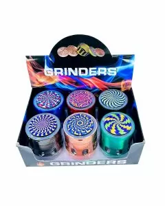 Metal Kaleidoscope Grinder With Led Light+Charger 63mm - 4 Parts - Assorted Designs