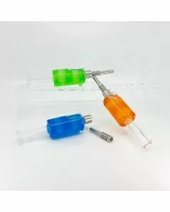 NECTAR COLLECTOR FREEZABLE GLYCERIN WITH SCREW-ON TITANIUM TIP - 8" IN SIZE - ASSORTED COLORS