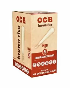 Ocb - Brown Rice Cones - Mini - Unbleached - 10 Pieces Per Pack - 32 Packs Per Box