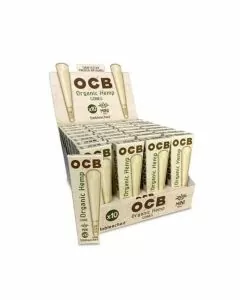 Ocb Organic Hemp Rolling Cones - Mini - Unbleached - 70mm - 10 Counts Per Pack - 32 Packs Per Box