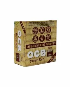 Ocb Brown Rice Slim Paper With Tips - 24 Packs Per Display
