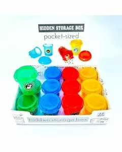 Pocket Sized Hidden Storage Box With Grinder - Plastic Container - 50mm - Assorted Colors - 12 Counts Per Box - DK4061